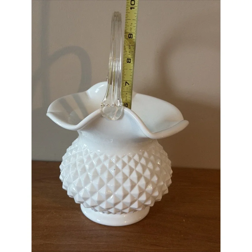 Vintage Westmoreland Diamond Point Milk Glass 10